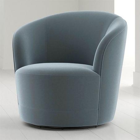 كرسي مخملي دوّار باللون الأزرق الرمادي