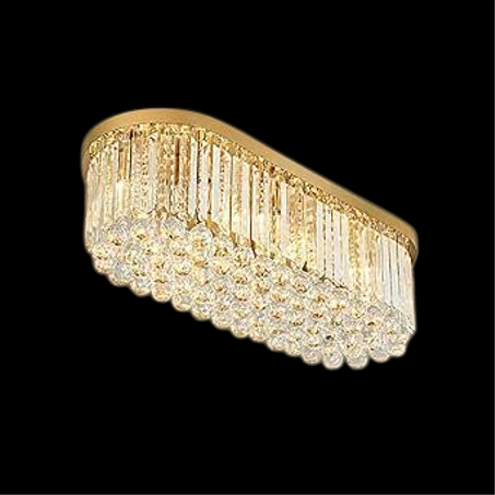 ثريا بيضاوية كريستالية ذهبية | إضاءة تخطف الأنظار