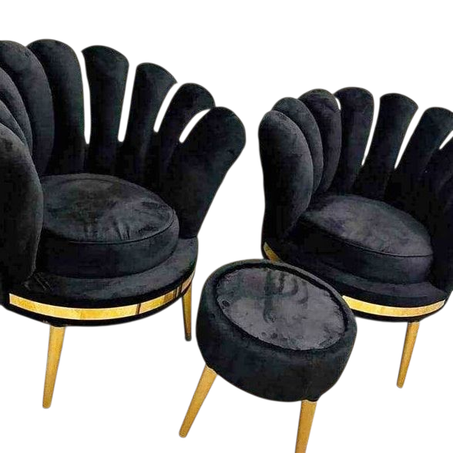 طقم الصدفة المخملي الأسود