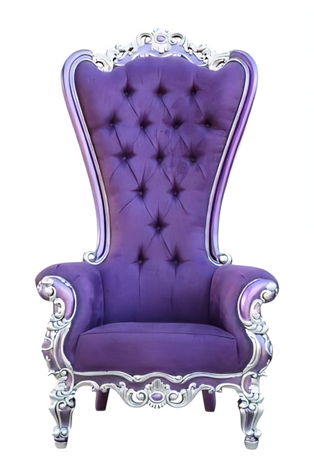 كرسي العرش المخملي البنفسجي - فخامة ملكية وتصميم فريد