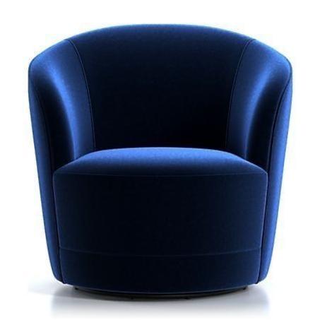 ​كرسي مخملي دوار باللون الأزرق الملكي