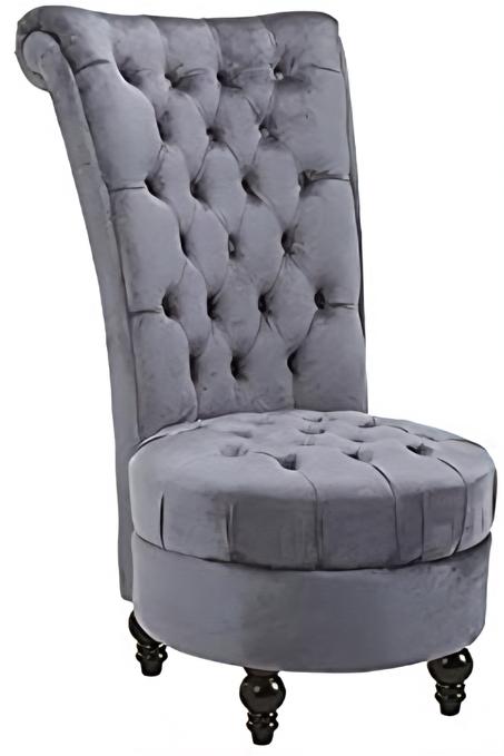 كرسي مخملي فاخر باللون الرمادي العصري