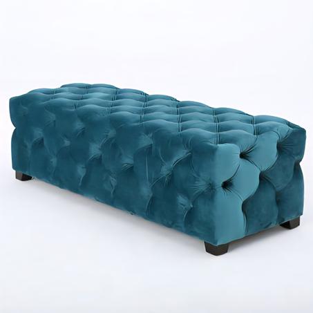 ​مسند قدم أو مقعد عثماني من المخمل باللون الفيروزي