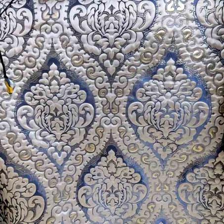 👑 بروكار "جلالة": نسيج القصور بنفخ المطلاسي الملكي 👑الأزرق النيلي (Indigo Blue):