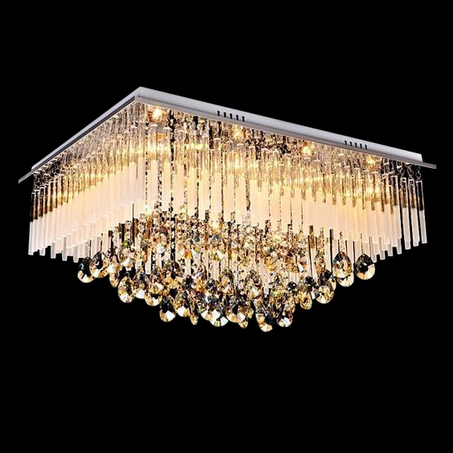 الثريا الكريستالية الفاخرة المثبتة بالسقف، والمصممة لإضفاء لمسة من الرقي على أي مساحة.