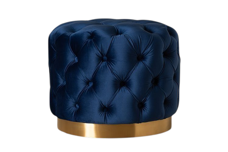 ​مقعد بوفيه مخملي فاخر باللون الأزرق الكحلي