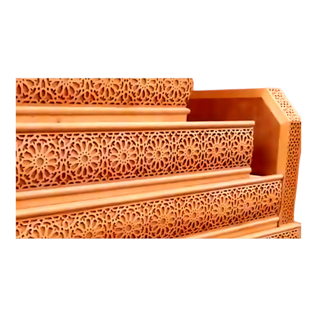 أريكة صالون مغربية يدوية الصنع من الخشب بنقوش الزليج الأصيلة