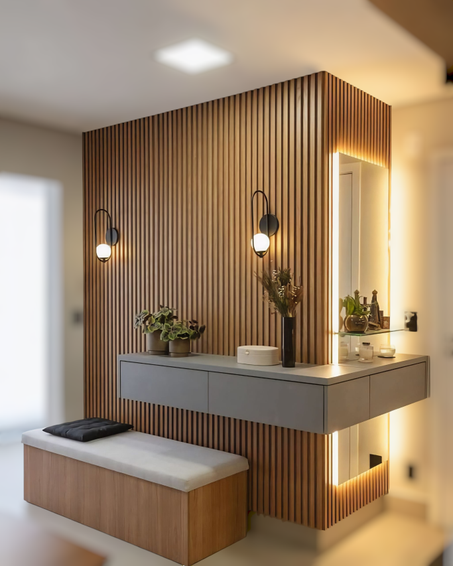 * مرايا مضيئة بتصاميم عصرية: فن وعملية في قطعة واحدة.  * حلول الإضاءة والديكور المتكاملة: مرايا LED مع وحدات تخزين