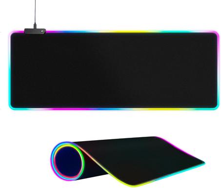 Alfombrilla de mouse grande RGB para juegos, 15 modos de luz, control táctil, alfombrilla de teclado de computadora suave extendida, base de goma