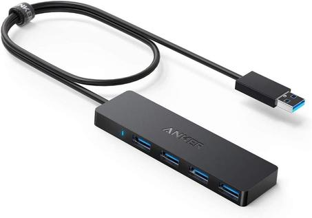 Anker - Hub USB 3.0 con 4 puertos, hub de datos ultradelgado con cable extendido de 2 pies, no compatible con carga, para MacBook, Mac Pro, Mac mini, iMac