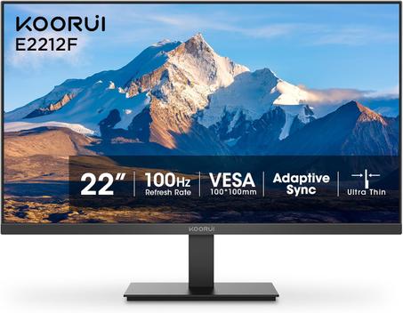 KOORUI Monitor de computadora de 22 pulgadas, Full HD 1080P 100Hz, pantalla de juegos para PC, panel VA, pantalla ultra delgada, relación de contraste de