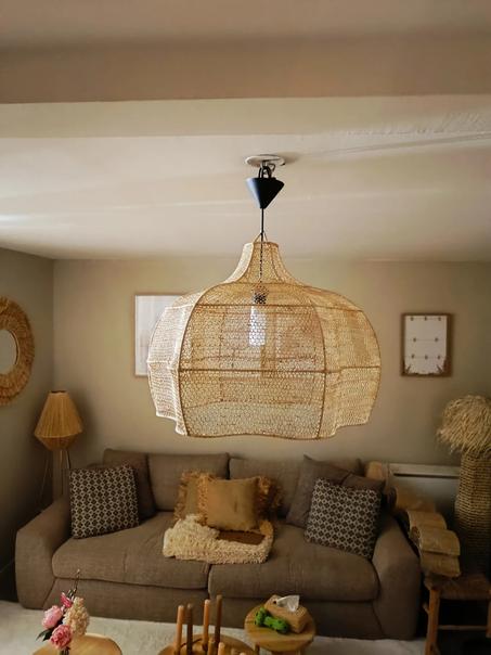 Raffia openwork lace pendant light