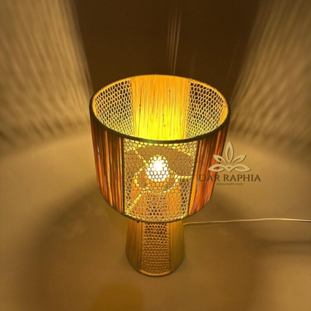 Handmade Raffia and Metal Table Lamps: Mushroom Table Lamp Small