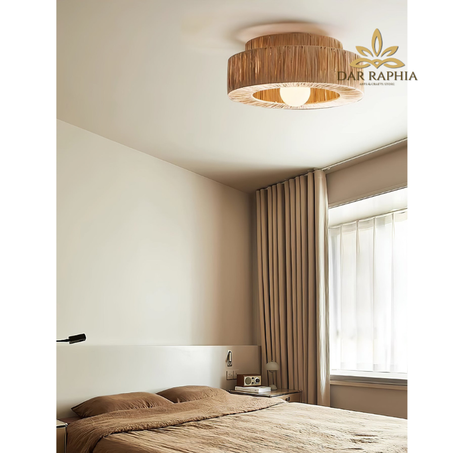 Handwoven Raffia Ceiling Light – Modern  Style