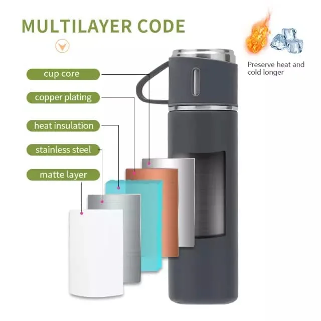 Thermos 500ml  + 3 Tasses  + sac cadeau