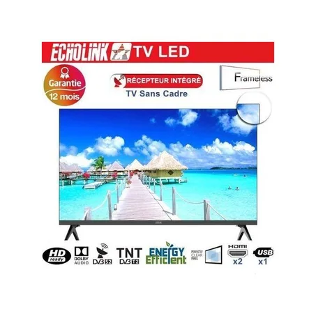 Echolink 32" TV LED -HD32WG6 -Sans cadre - Récepteur intégré - & TNT Garantie 1an - Noir