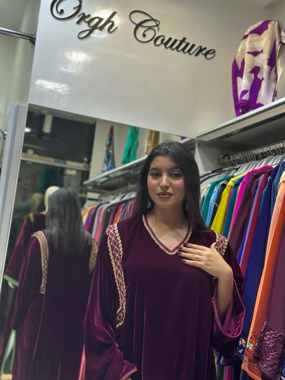 قفطان بلا حزام موبرا بوردو بالسفيفة و 4 فيل فصالة مخزنية