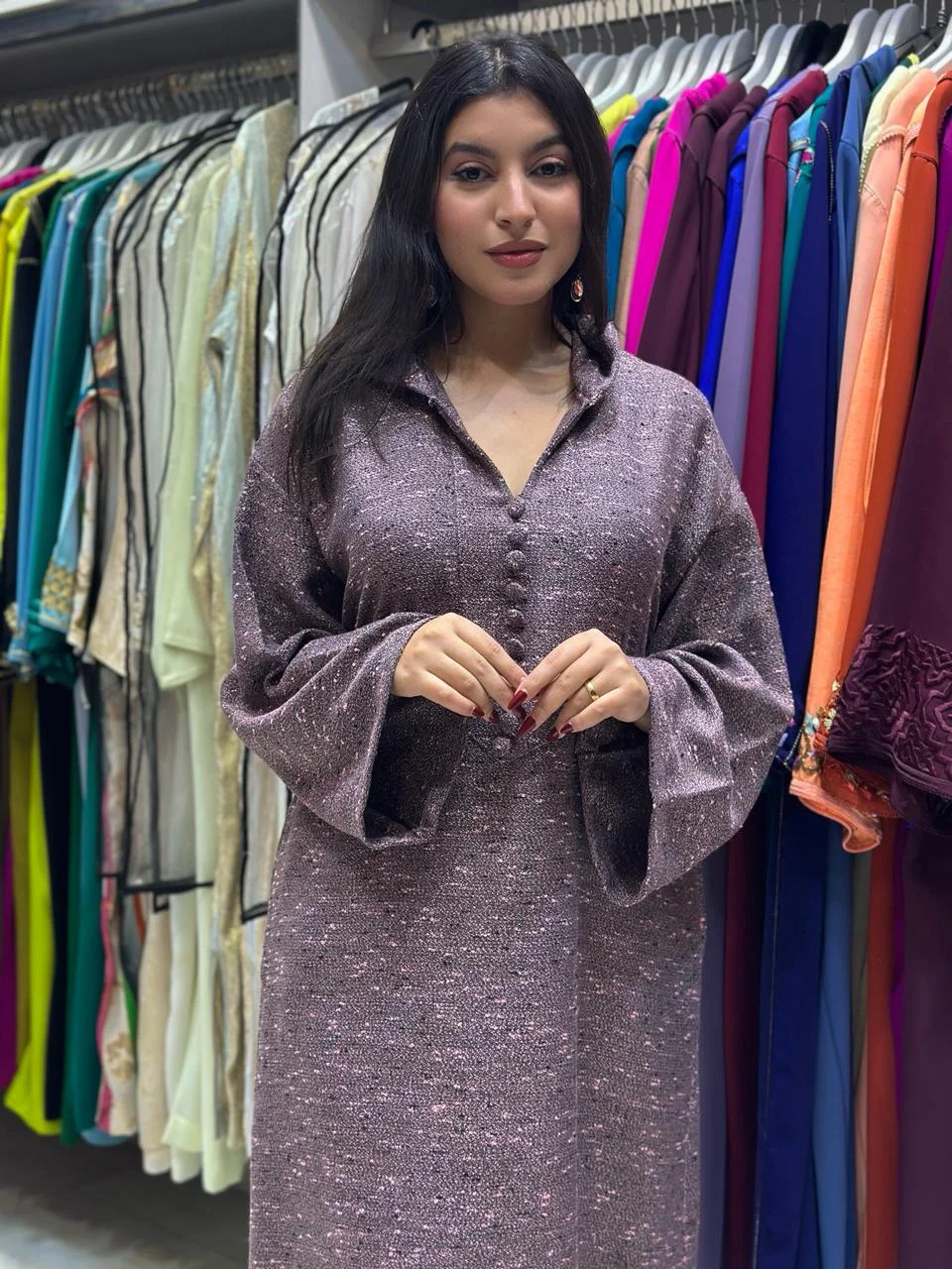 جلابة ثوب بوكليت. bouclette فصالة جبلية بالجياب