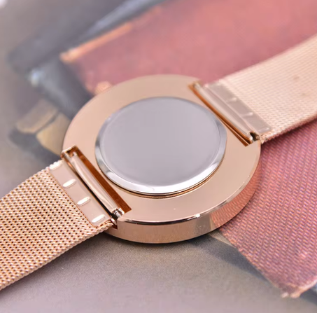 ساعة يد نسائية جديدة بسوار من الذهب الوردي، ساعات نسائية فاخرة مرصعة بأحجار الراين، ساعة نسائية