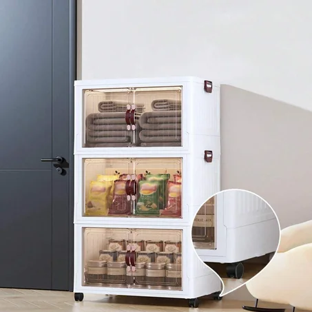 Bacs de Rangement Empilables avec Couvercles et Portes ( 3 tiroirs )