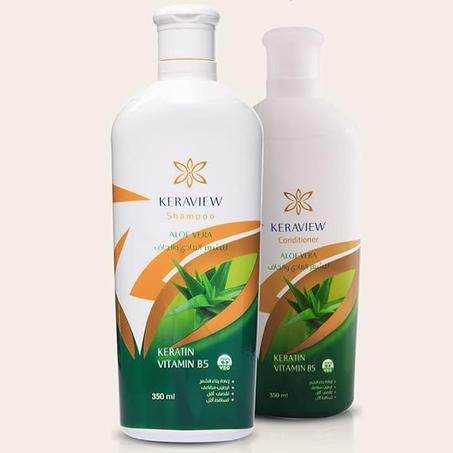 Champú y acondicionador Keratin & Aloe Vera para cabello seco Keravio 350 ml