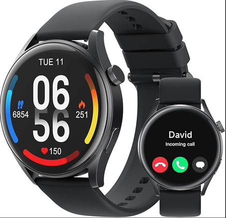 ساوند بيتس ساعة ذكية 4 لتتبع اللياقة البدنية مع مراقب تشبع الاكسجين والنوم للرجال والنساء بتصنيف IP68 لمقاومة المياه والغبار لجوالات ايفون واندرويد أسود