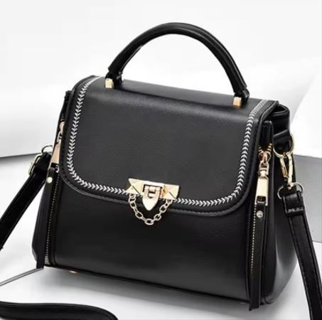 حقيبة كتف نسائية من الجلد المزخرف بشعار المونوغرام، حقيبة يد متعددة الاستخدامات، حقيبة يد بتصميم فاخر من مصمم.