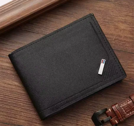 محفظة جلدية عتيقة بتصميم بسيط للرجال، جيب للنقود المعدنية، حامل لبطاقات الائتمان، هدية مثالية لأعياد ميلاد الرجال