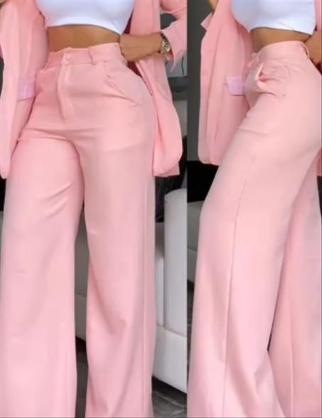 طقم بليزر وبنطلون مزود بأزرار وياقة مسننة للنساء، تصميم أولمبيك حضاري، معطف بأكمام طويلة، تصميم الجيوب، آخر صيحة، أنيق، ربيع، صيف