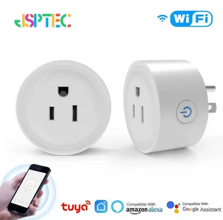 مقبس واي فاي ذكي Tuya بالمواصفة الأمريكية، منفذ لاسلكي 10 أمبير، تحكم عن بعد، يعمل مع أجهزة المنزل الذكي مثل Alexa وGoogle Home