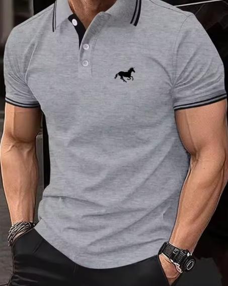 بولو كلاسيكي بأكمام قصيرة للرجال، تي شيرت صيفي،مزود بأزرار