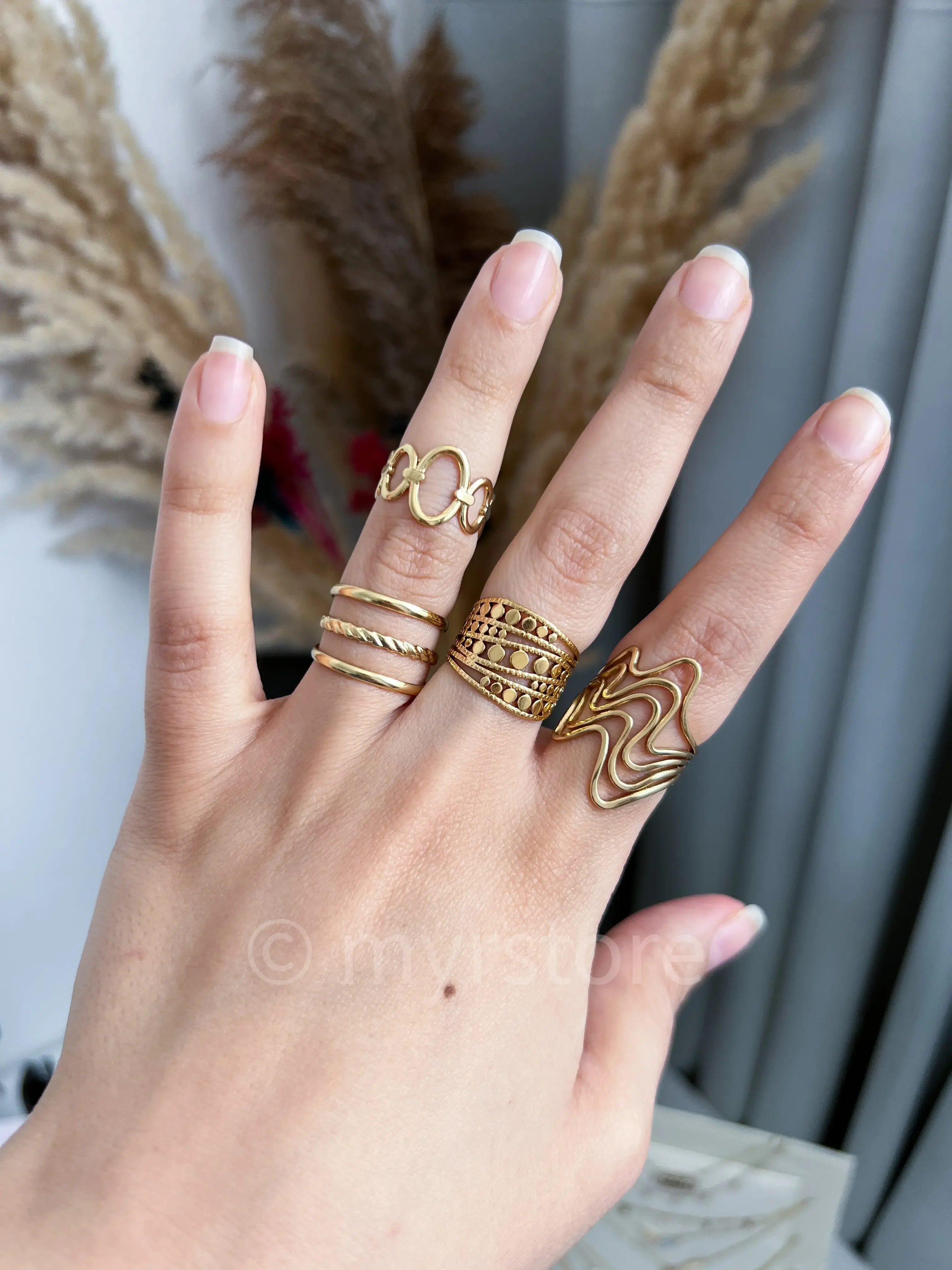 Pack de 4 bagues en acier inoxydable