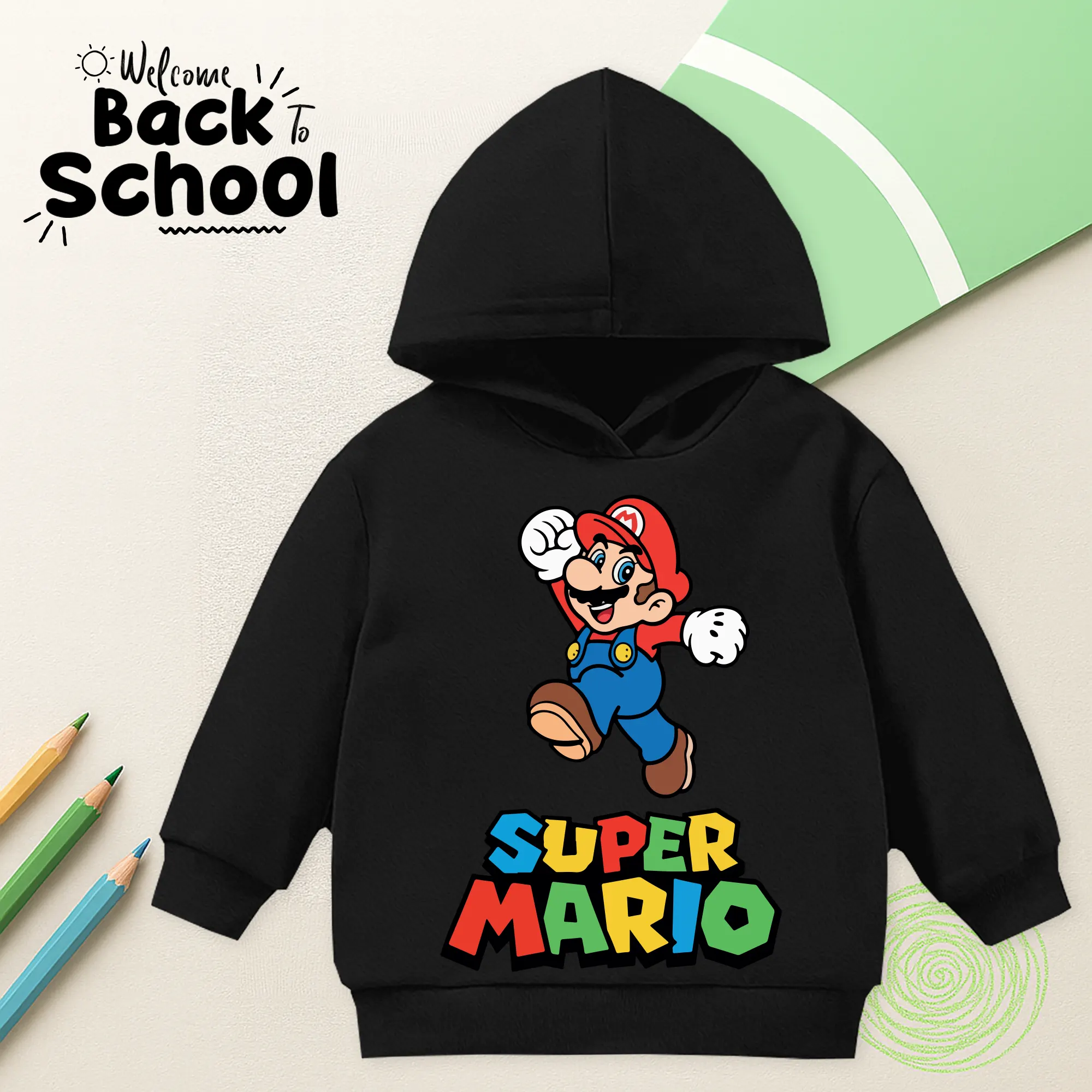 هودي مطبوع اسود