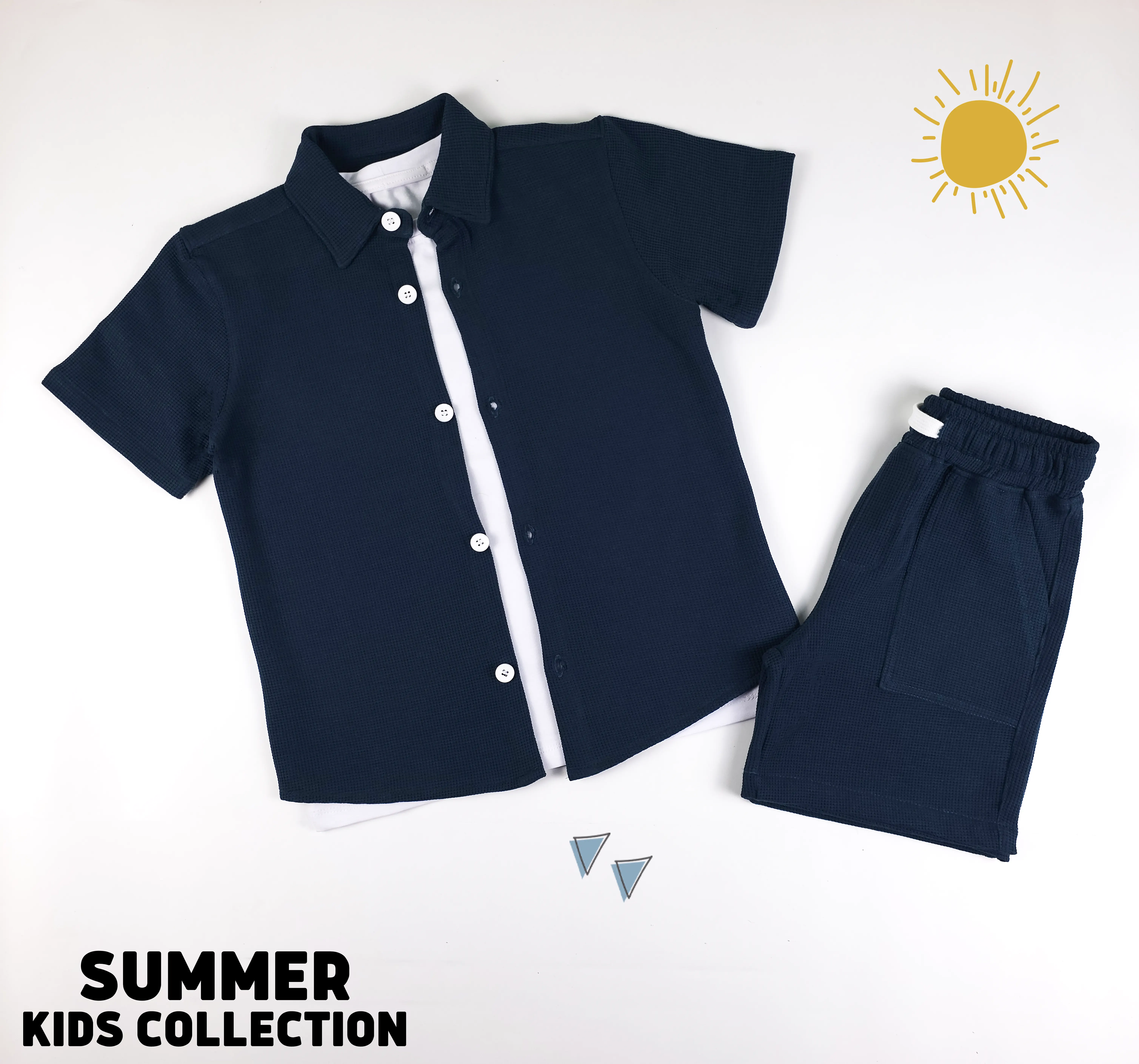 طقم بسكوته  كحلي قطعتين