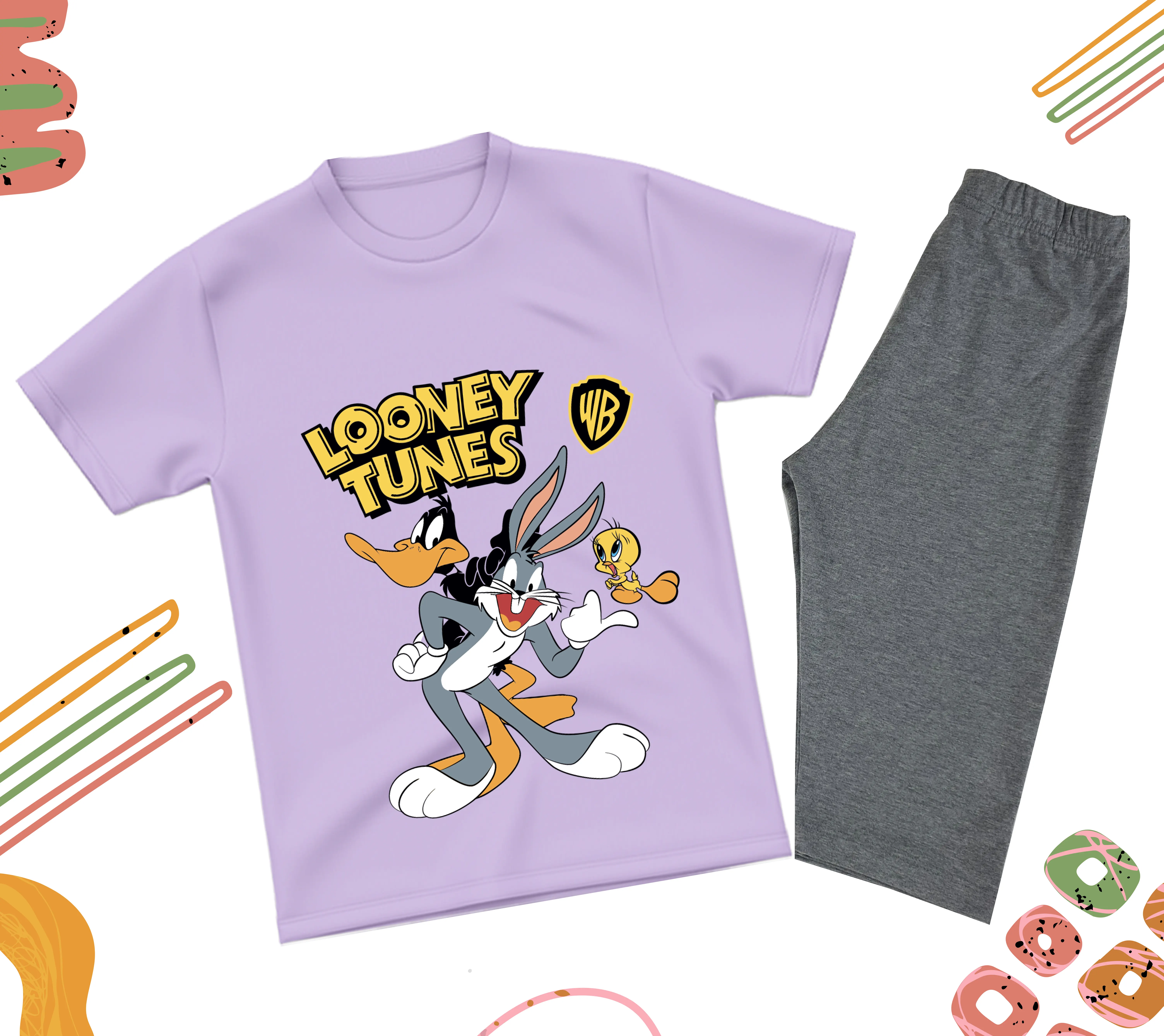 طقم بنتكور بناتي لافندر