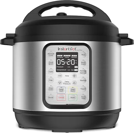 قدر ضغط كهربائي Instant Pot Duo Plus سعة 6 كوارت (حوالي 5.7 لتر)، 9 وظائف في جهاز واحد، مصنوع من الفولاذ المقاوم للصدأ (ستانلس ستيل).