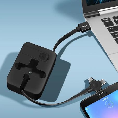 Câble Usb Rétractable 4 En 1 Pour Recharge Et Transfert De Données Adaptable Pour Iphone Et Samsung .