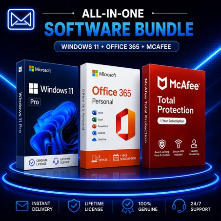 Windows 11 + Office 365 + McAfee – All-in-One Software Bundle