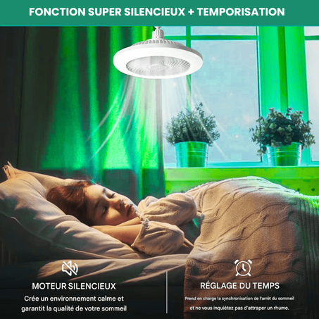 Confort et élégance réunis pour chambre et salon . ventilateur, lampe et télécommande pratique .