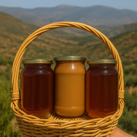 باقة تيفاوين - 1 كيلو عسل دغموس،  1 كيلوعسل  زعيترة، 1 كيلو أملو باللوز