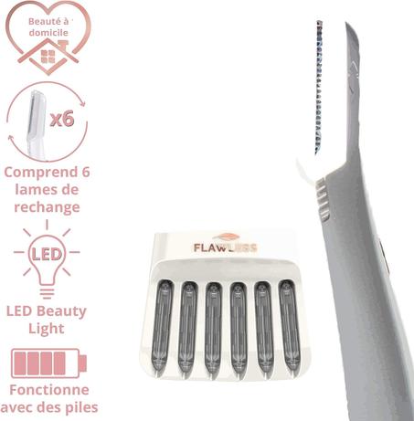 Finishing Touch Flawless Dermaplane Glow, Appareil de dermaplaning, Exfolie et élimine le duvet du visage