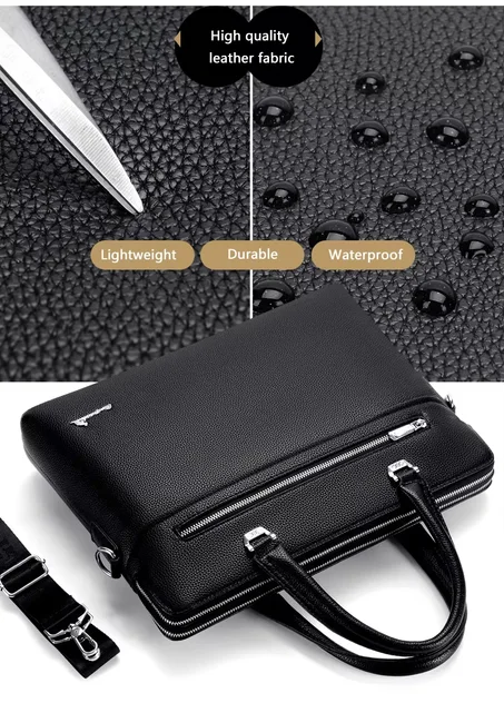 Sacoche Business en Cuir PU Imperméable pour Ordinateur Portable