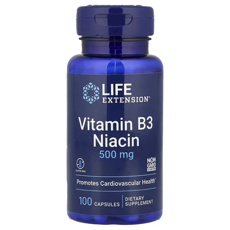 Vitamine B3 Niacine Life Extension, 500 mg, 100 Gélules — فيتامين B3 نياسين Life Extension، 500 ملغ، 100 كبسولة