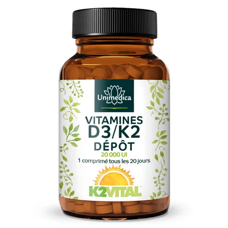 Vitamine D3 + K2 Dépôt 20 000 UI Unimedica, 180 Comprimés — فيتامين D3 + K2 ديبو 20000 وحدة Unimedica، 180 قرص