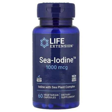 Iode Marin Life Extension, 1000 mcg, 60 Gélules Végétales — يود بحري Life Extension، 1000 ميكروغرام، 60 كبسولة نباتية