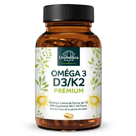 Oméga 3 + D3 + K2 Premium Unimedica, 90 Capsules — أوميغا 3 + D3 + K2 بريميوم Unimedica، 90 كبسولة