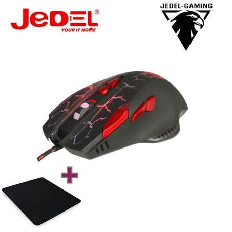 Jedel Souris de jeu USB Gaming GM830 7 Bouttons avec rétroéclairage +Mini Tapis Noir