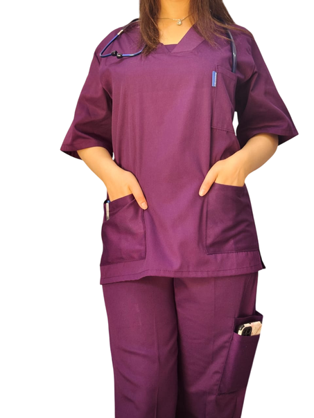Tenue de bloc unisexe aubergine