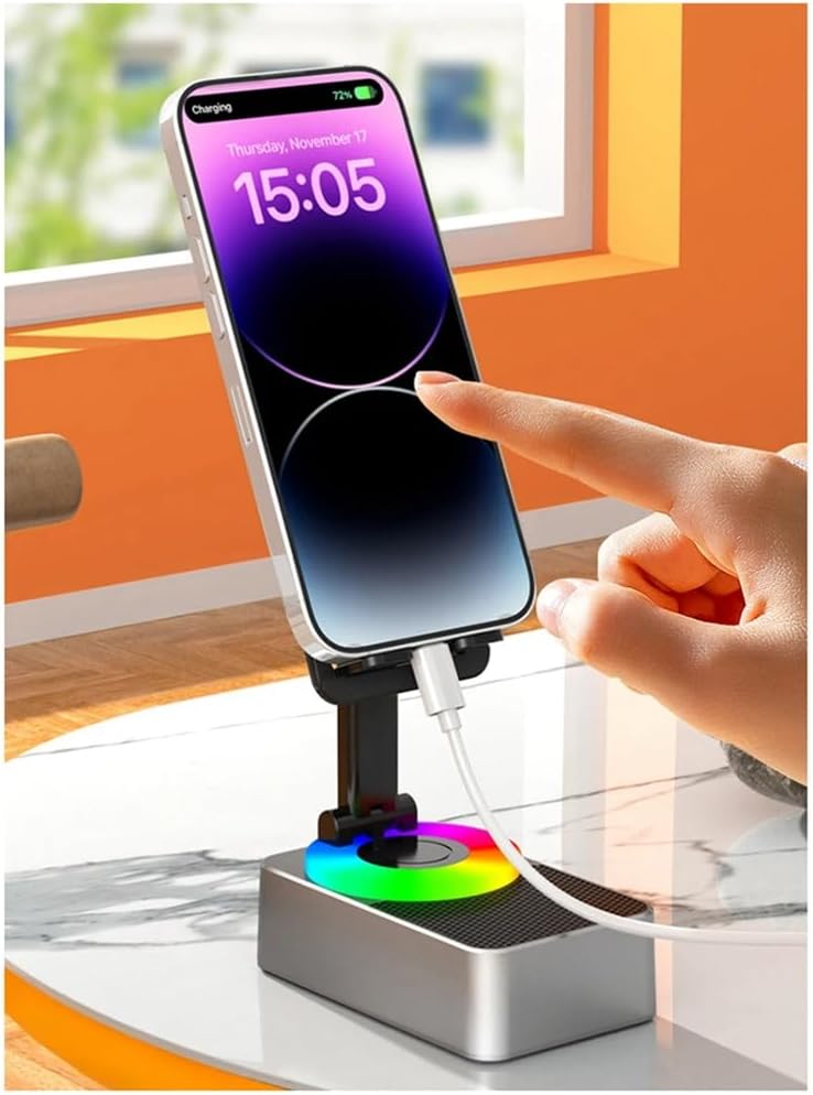 Support de téléphone portable avec haut-parleur compatible Bluetooth
