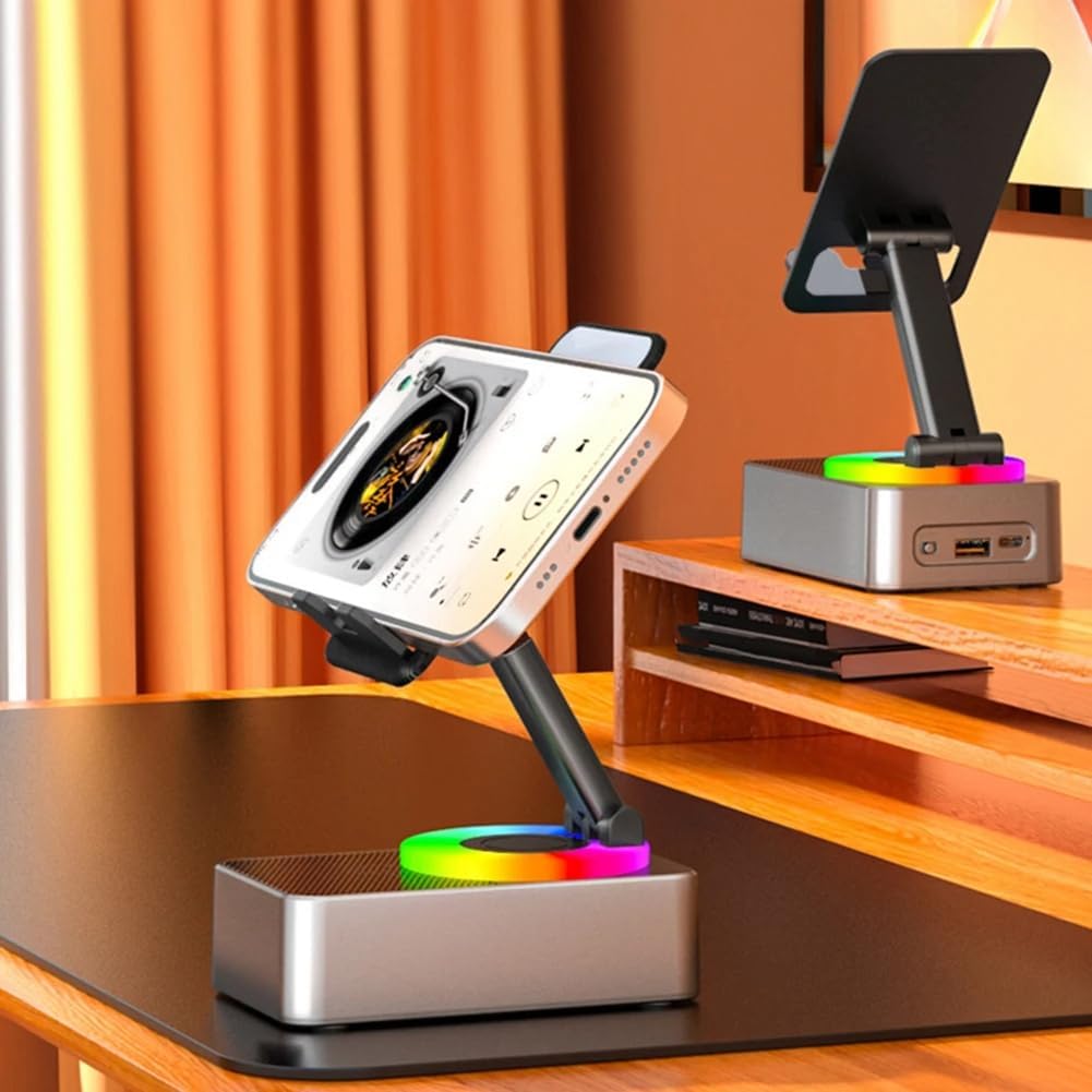 Support de téléphone portable avec haut-parleur compatible Bluetooth